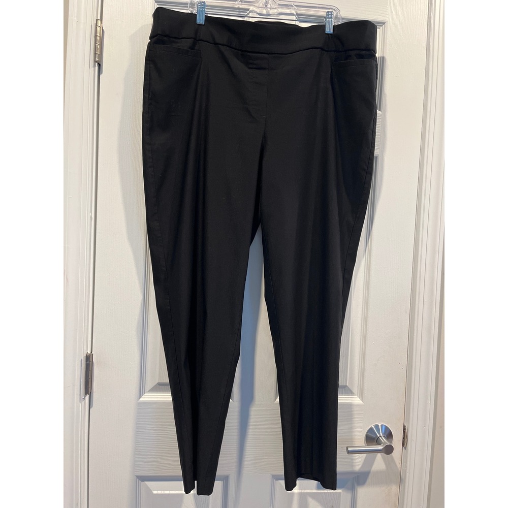 EVRI Womens Plus Size 20WS Black Straight Leg Pull On Dress Pants Pocketed